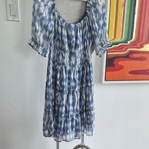 Blue Patterned Trixxi Women's Square Neck Dress